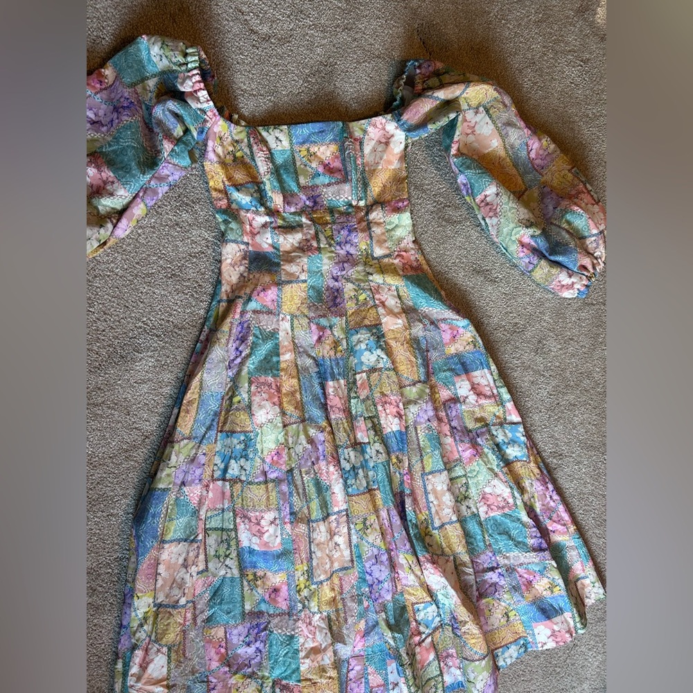 NWT!! Aqua Blu Multicolor patchwork Floral Dress - size small - Picture 6 of 7